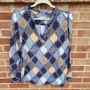 Talbots V Neck Blouse Women's Size Medium Paisley Flowy Boho